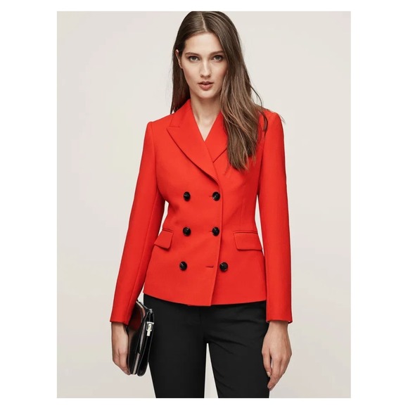 Reiss Jackets & Blazers - Reiss Izzy Cropped Jacket Red Sz. 6 Double Breasted Lined Chic Business Modern